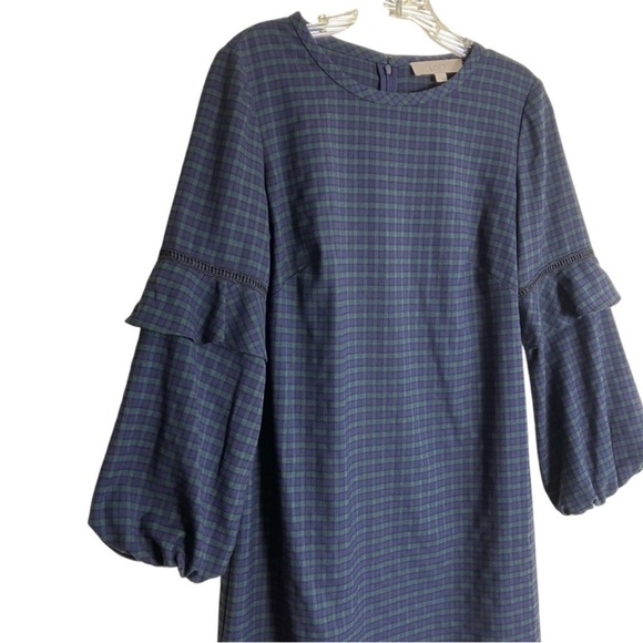 Loft Tartan Shift Dress Balloon Bell Sleeve - Picture 15 of 16